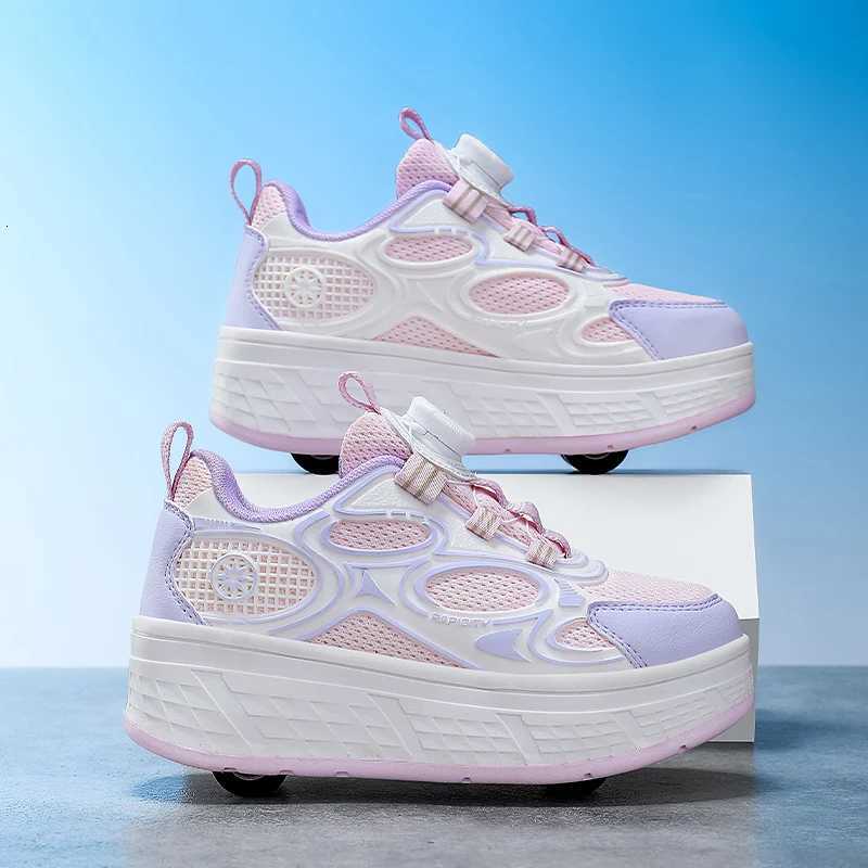 Girls Roller Skating Shoes Invisible Four-wheel Sliding Wear-resistant Sturdy Sports Casual Entertainment Skating Shoes for KidsW251121