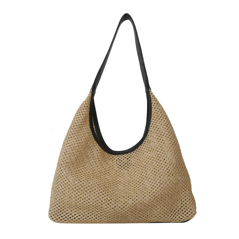 Korea Ins Retro Woven Tote Bags for Women Grass Woven Tote Bag Armpit Bags Large Capacity Single Shoulder Bag Beach Bag Handbags R250421ZYl