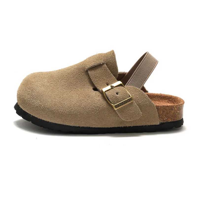 Kidmi New Kids Suede Clogs Slippers Toddler Clogs Boys Girls Sandals Cork Adjustable Buckle Mules Cute Home Children SlippersW251121