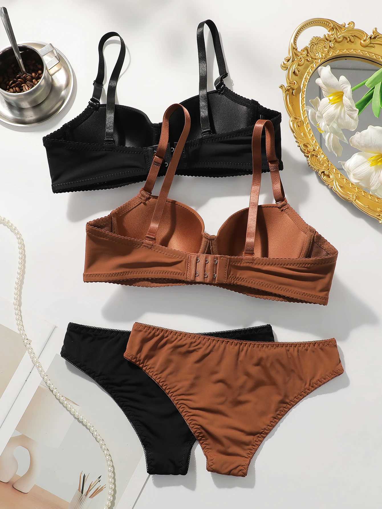 2 Pack Womens Seamless Bras Set Comfortable Underwire Push Up Bra Panties Lingerie Set Comfortable Sexy Intimates ViomishaXJ251106