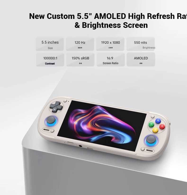 Retroid Pocket 5 RP5 Android Handheld Game Console 55 Inch 1080P 120Hz AMOLED Sn 6000mAh 8GEN2 with Hall-Effect Trigger C251121