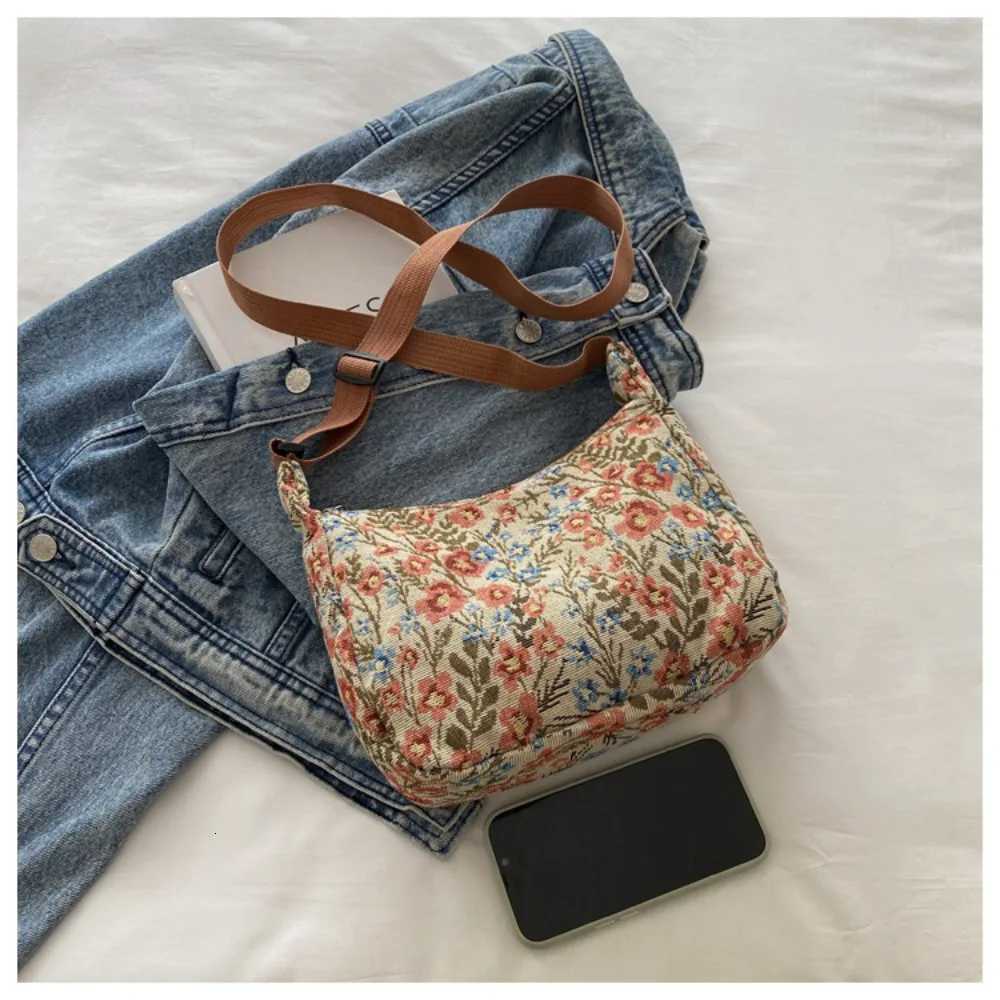 Vintage Fashion Winter New Women Lady Bag Versatile Literary Prints Cloth Texture Temperament Crossbody Shoulder BagT251121
