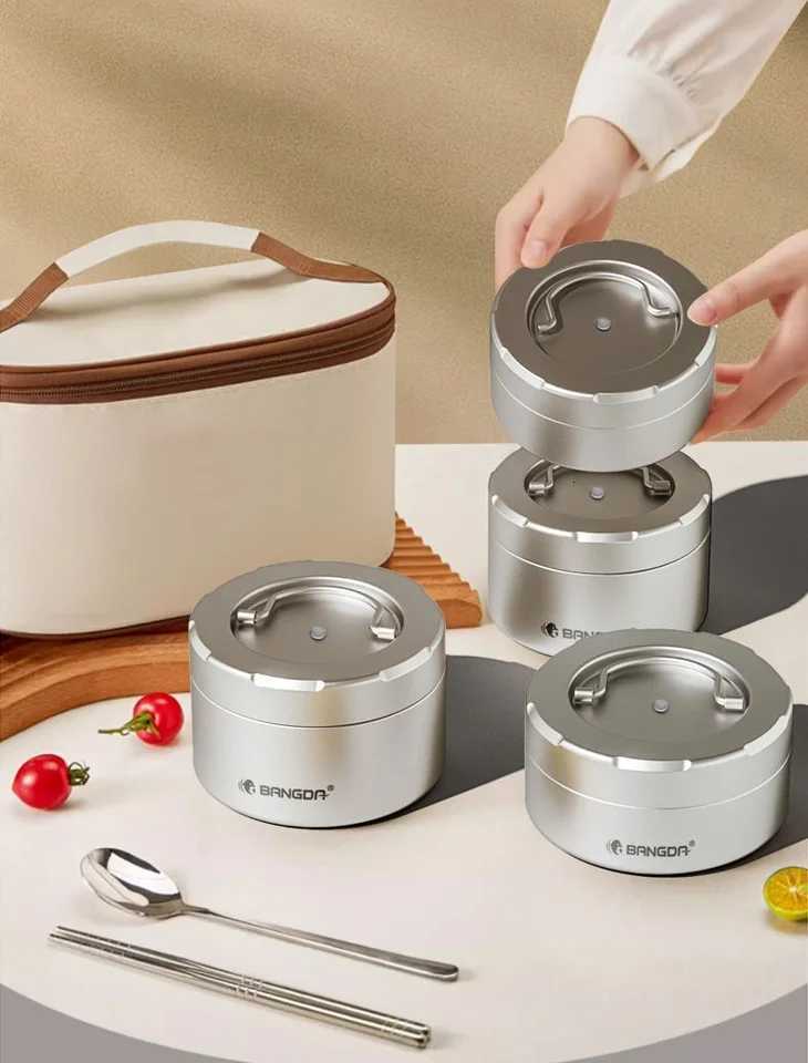 Portable Insulated Lunch Container Set Outdoor Lunch Box Stackable 316 Stainless SteelM251121