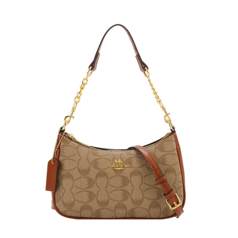 2025 hot selling free shipping fashionable retro chain flower underarm bag new versatile brown white women outdoor zipper bag