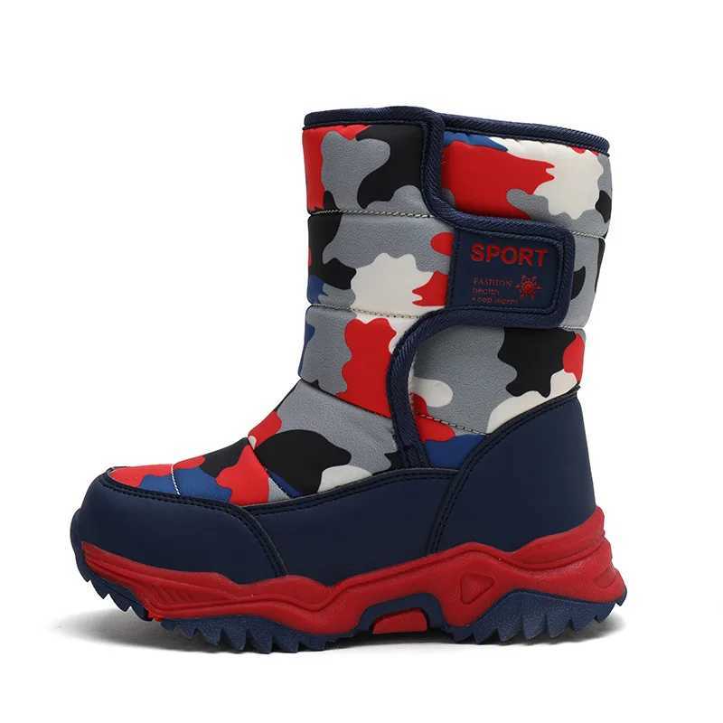 Kids Snow Boots Boys Warm Winter Shoes Outdoor Walking Sneakers Camouflage Comfortable Platform Plush Sports Boy BootsW251121