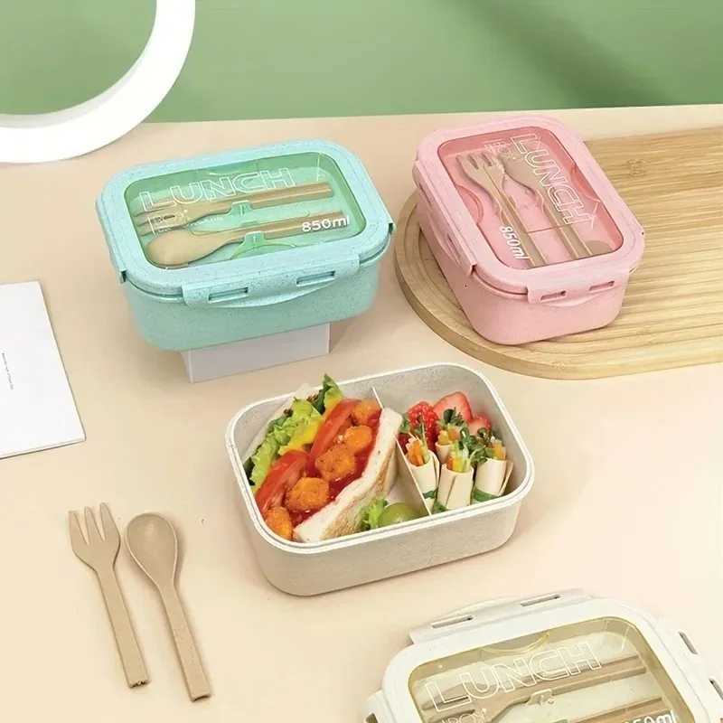 1Pc Portable Microwavable Lunch Box Eco-Friendly Wheat Straw Bento Box Kitchen Food Container Lunch Box Home AccessoriesM251121