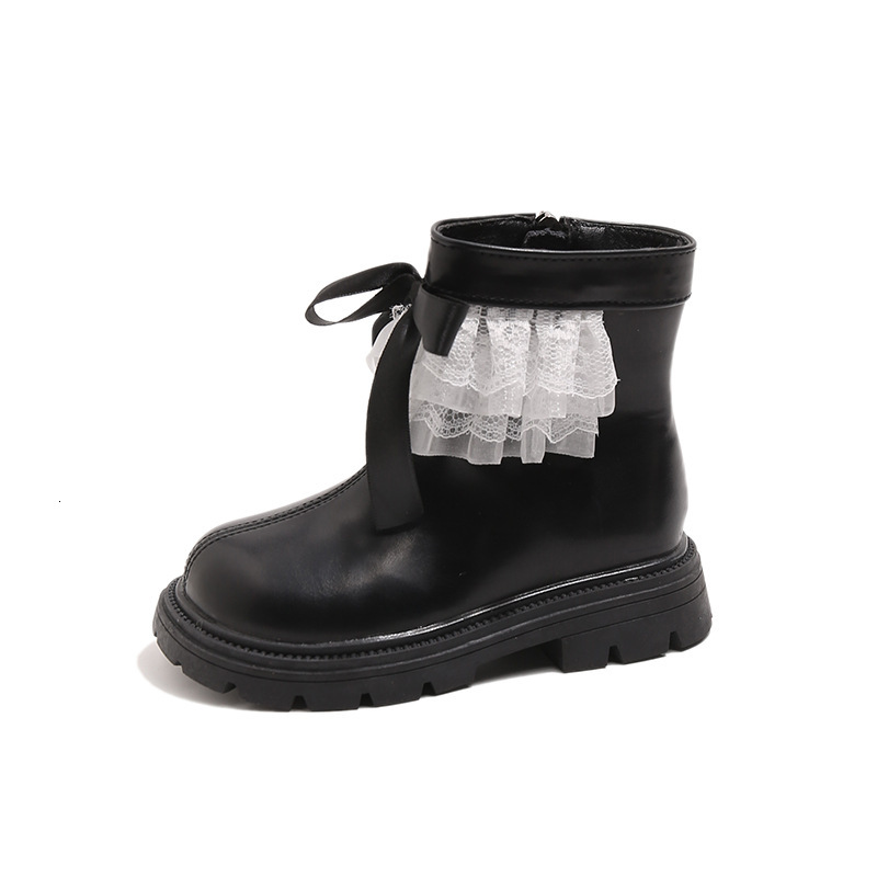 Winter luminous shoes, new lace hanging edge fashionable trendy shoes, butterfly bow wool short boots, casual children's shoes