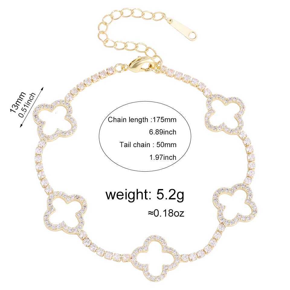Yupsk Shiny Full CZ French Lucky Clover Bracelet for Women INS Hot Selling Slivery Golden Wedding Party Jewelry Gift for WomenW251121