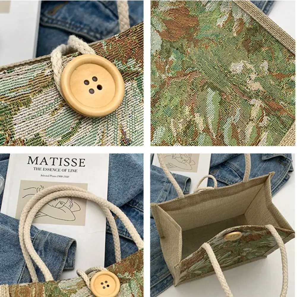 Printed Ethnic Style Canvas Bag Portable Large Capacity Linen Handbag Storage Bag Tote Bag Printing Cloth Lunch Bag ShoppingT251121