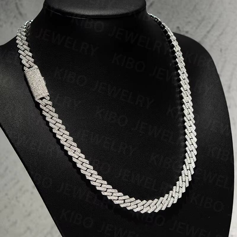 8mm 10mm 925 Sterling Silver Iced Out Moissanite Cuban Link Chain for Men Women Hip Hop Jewelry