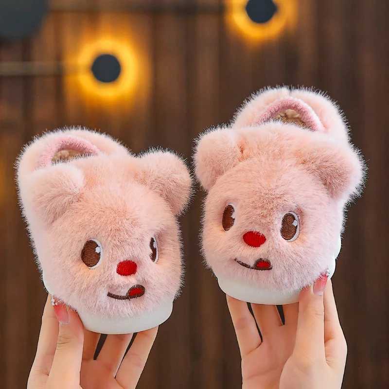 Winter Parent-CHIld Cotton Shoes Warm Plush Slippers CHIldrens Anti Slip Platform Women Indoor Warm Fluffy Home ShoesW251121