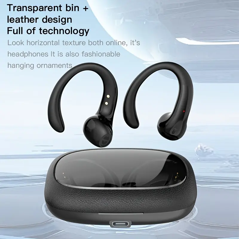 OWS-15 Wireless Earphones Wireless 5.3 Touch Control Active Noise Reduction Long Battery Life Silicone Comfortable Open Ear Design Type-C Charging