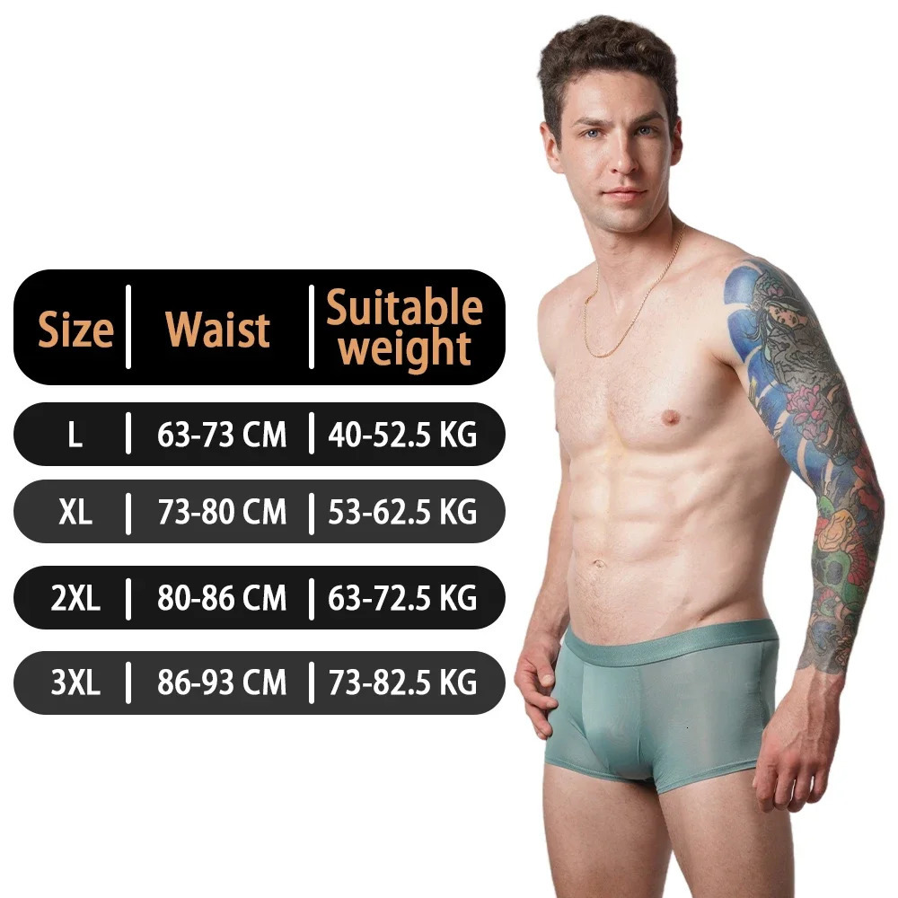 Mens boxing shorts summer cool ice silk mens breathable underwear 6 pieces 250417