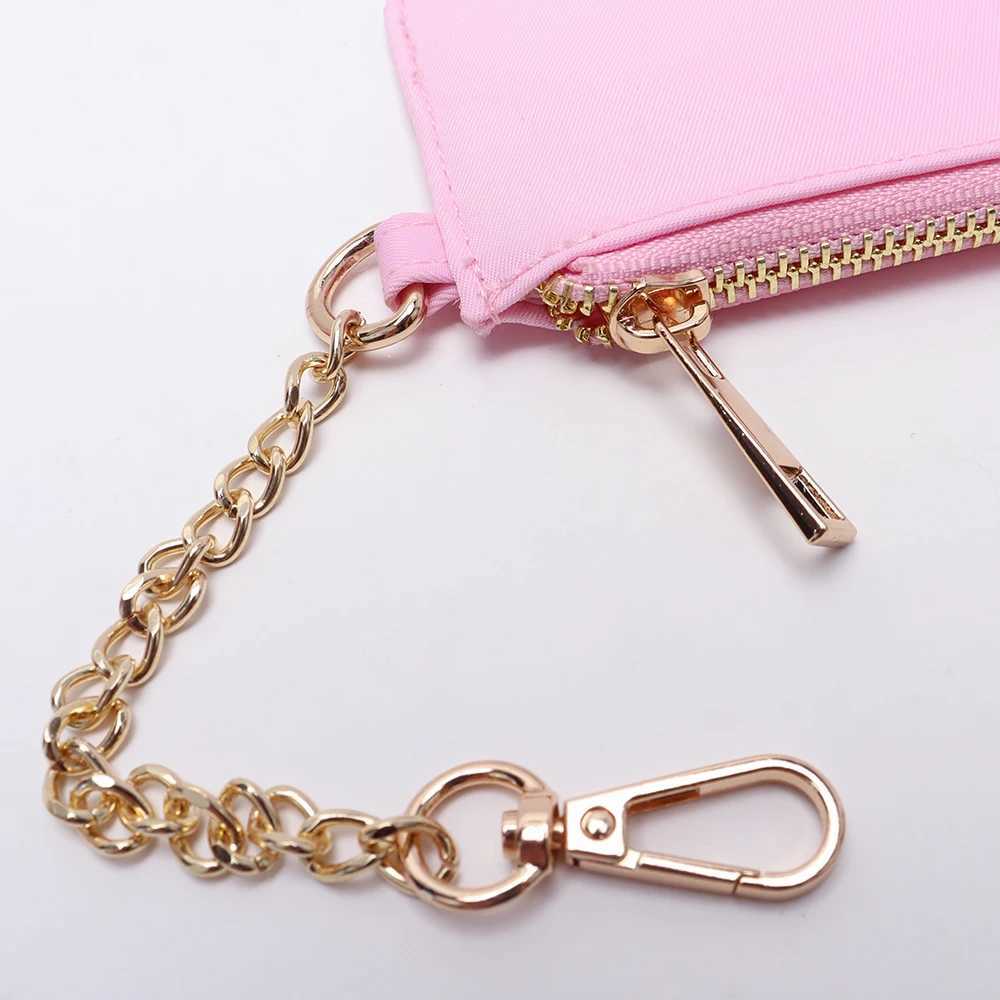 2024 Hot selling Style Solid Color Nylon Waterproof Mini Wallet Card Bag Coin Wallet Keychain Bag Accessories Holiday Gifts W250419