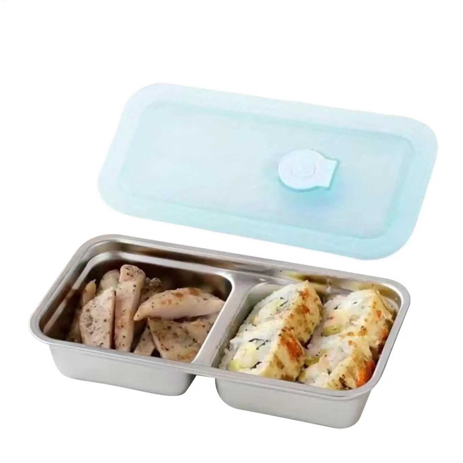 Stainless Steel Snack Containers Double Compartment Reusable Snack Containers Leak-proof Lunch Boxes For Outdoor Camping PicnicM251121