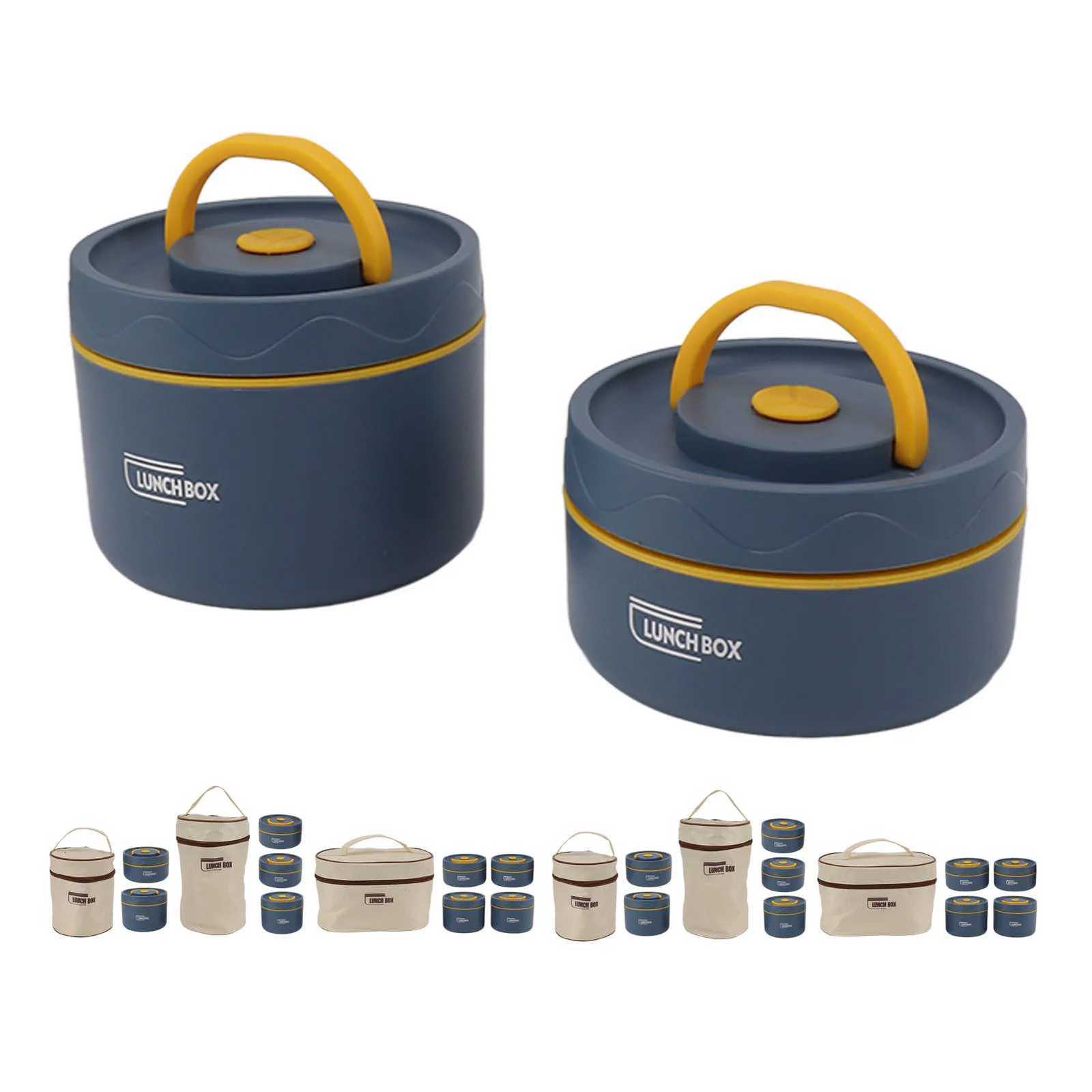 Container Safe Lunch Bento Box Leakage Proof Recessed Handle Round Stainless Steel Easy To Clean for Picnic Bento ContainerM251121