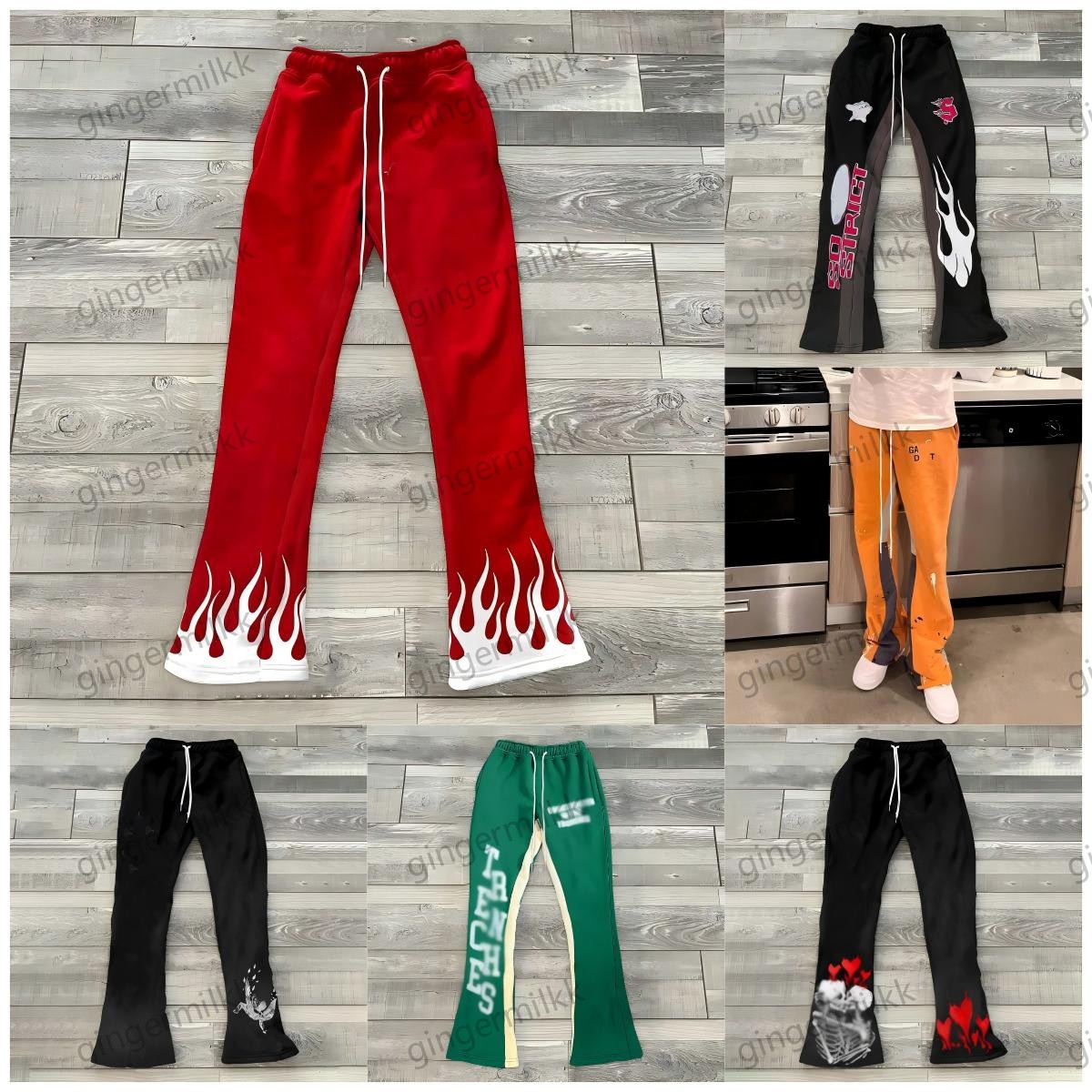 designer pants mens pants sports 3D printing pant for autumn and winter fashionable and loose casual bell bottom pants