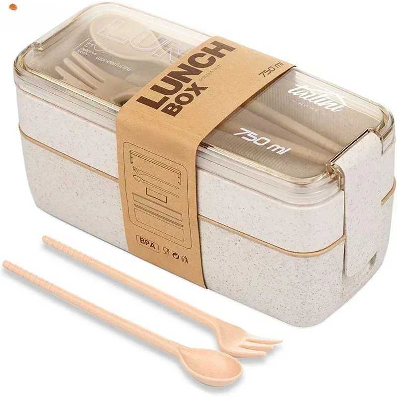 2025 New Compartment Wheat Straw Bento Box Reusable Tableware Lunch Containers Meal and Snack Food Containers Portable Lunch BoxM251121