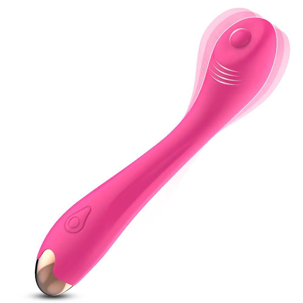 Female G-Spot Double Shock Stick Vibrator 10 Speed Frequencies USB Rechargeable 60 DB Noise Thrusting Vagina Adult Massage