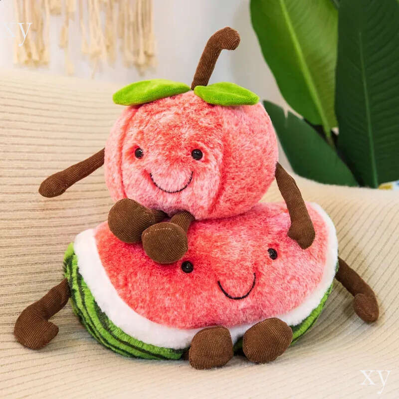 Jelly Cat Cartoon Watermelon Cherry Toy Simulation Expression Fruit Doll Bed Girl Holiday Gift X250108 2025