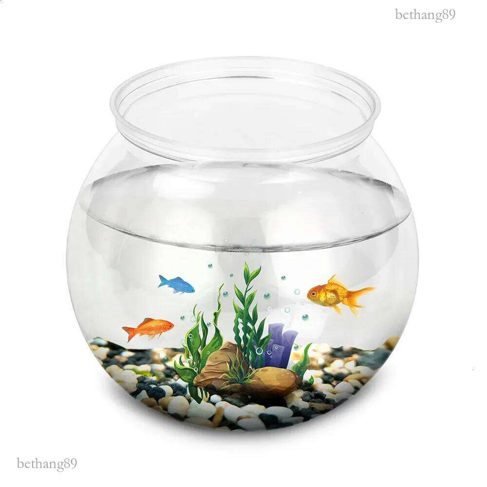 Fish Bowl Plastic L M S Sizes Desktop Aquarium Tanks Round Durable Fish Tank for Betta and All Mini Fish 240723