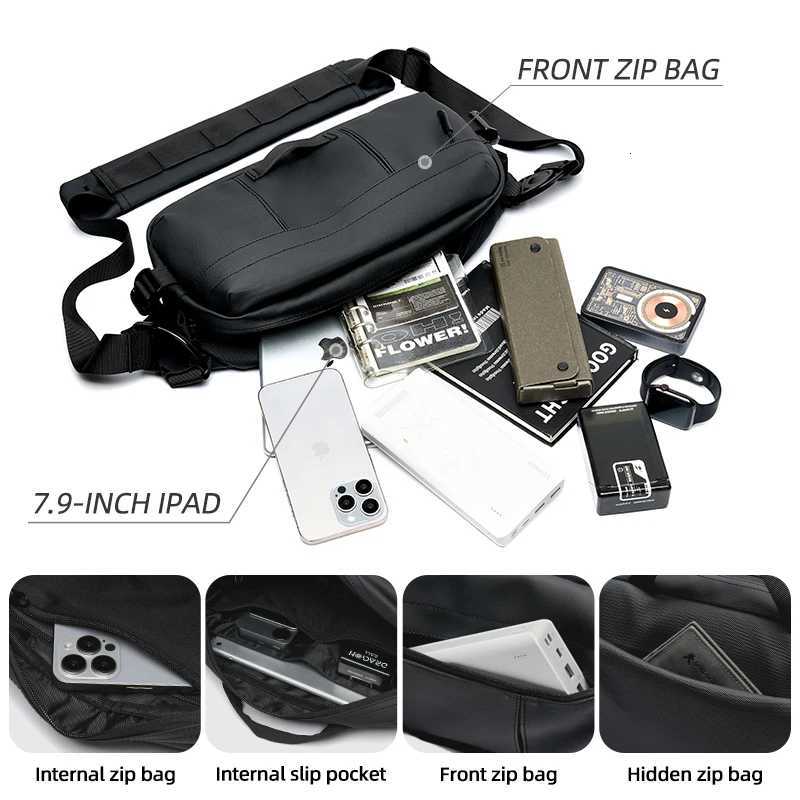 Fashion Sling Bag for Men Mti-functial Waterproof Crossbody Bag with Retractable Keychain Ch Bag for Hiking Travel Y251121