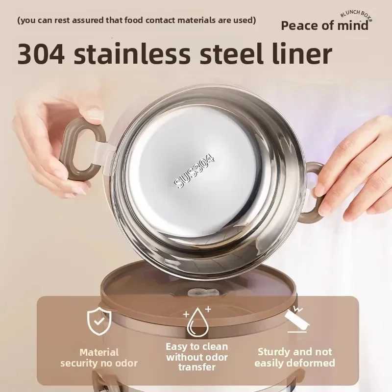 304 stainless steel student office worker lunch box insulation bucket portable lunch boxM251121