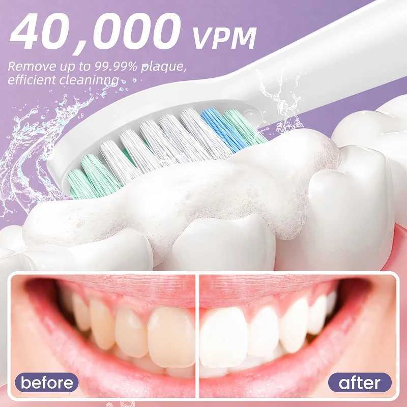 YUNCHI Sonic Electric Toothbrush C2 Adult Toothbrush Rechargeable 2 Minutes Smart Timer 5 Modes with 8 Replacement Brush Heads C251121