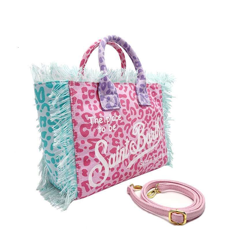 SAINT BARTH 2025 Spring/Summer New Women's Beach Large Capacity Leisure Travel Canvas Handmade Tassel Handbag Tote Bag