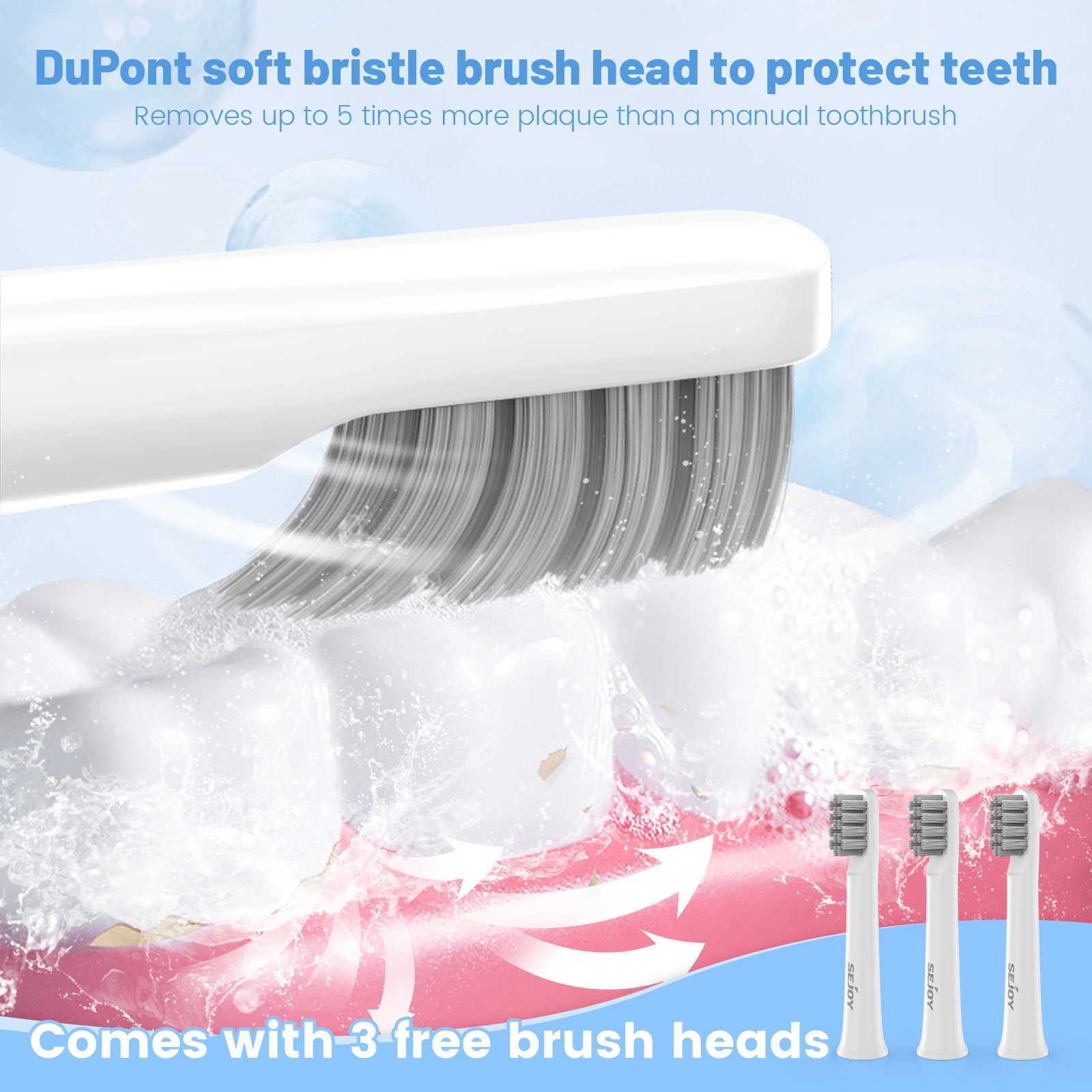 Sejoy MINT5 Adult Electric Ultrasonic Toothbrush 3 Modes with 4Pcs Brush Heads Rechargeable Tooth Brush Waterproof C251121