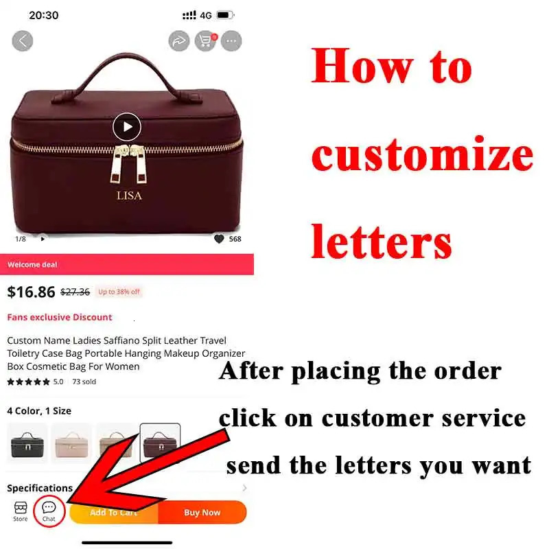 Custom Name Ladies Saffiano Split Leather Travel Toiletry Case Bag Portable Hanging Makeup Organizer Box Cosmetic For Women 251121