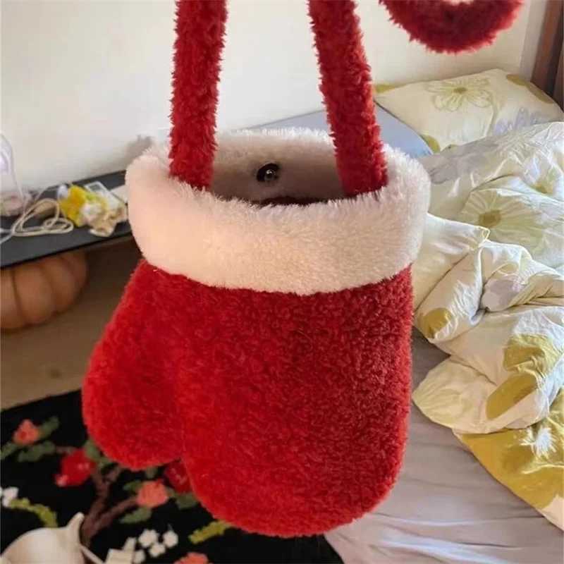 Christmas Gloves Shoder Large Capacity Bag Plush Winter Crossbody Bag Wen Red Small Phe Purse Y251121