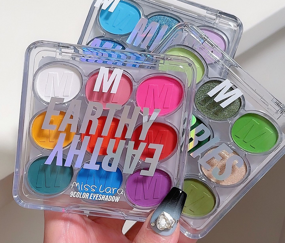 Color makeup Miss lara Nine color eye shadow plate Pearlescent fine glitter blue green purple stage makeup eye shadow 240709