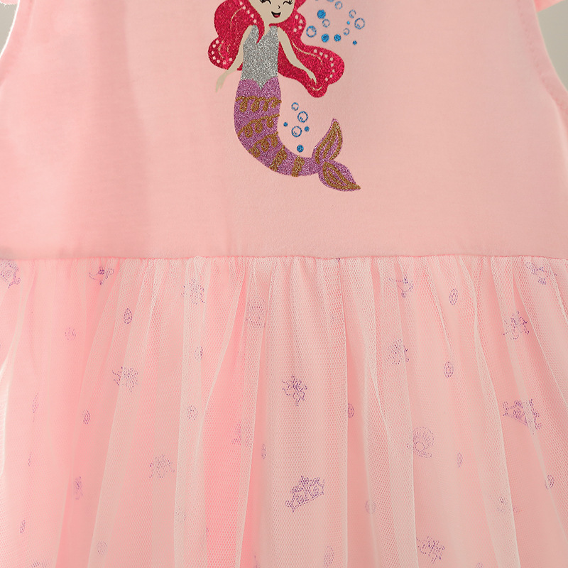 DISNEY kids designer clothes baby girl's dress summer white snow princess baby summer outfit short-sleeved cotton princess dress Alice children&#