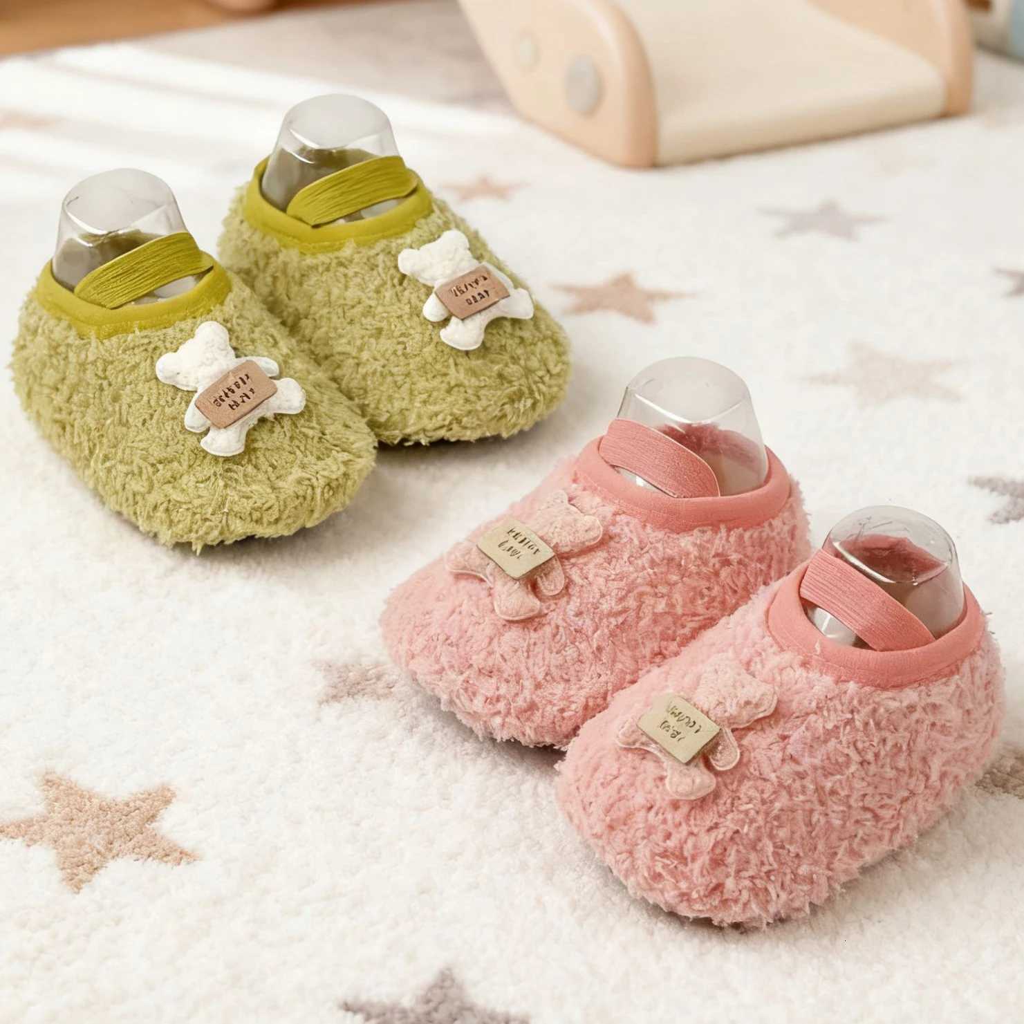 Winter childrens cotton shoes boys teddy bear bags with warm fur cute girls home baby cotton slippersW251121