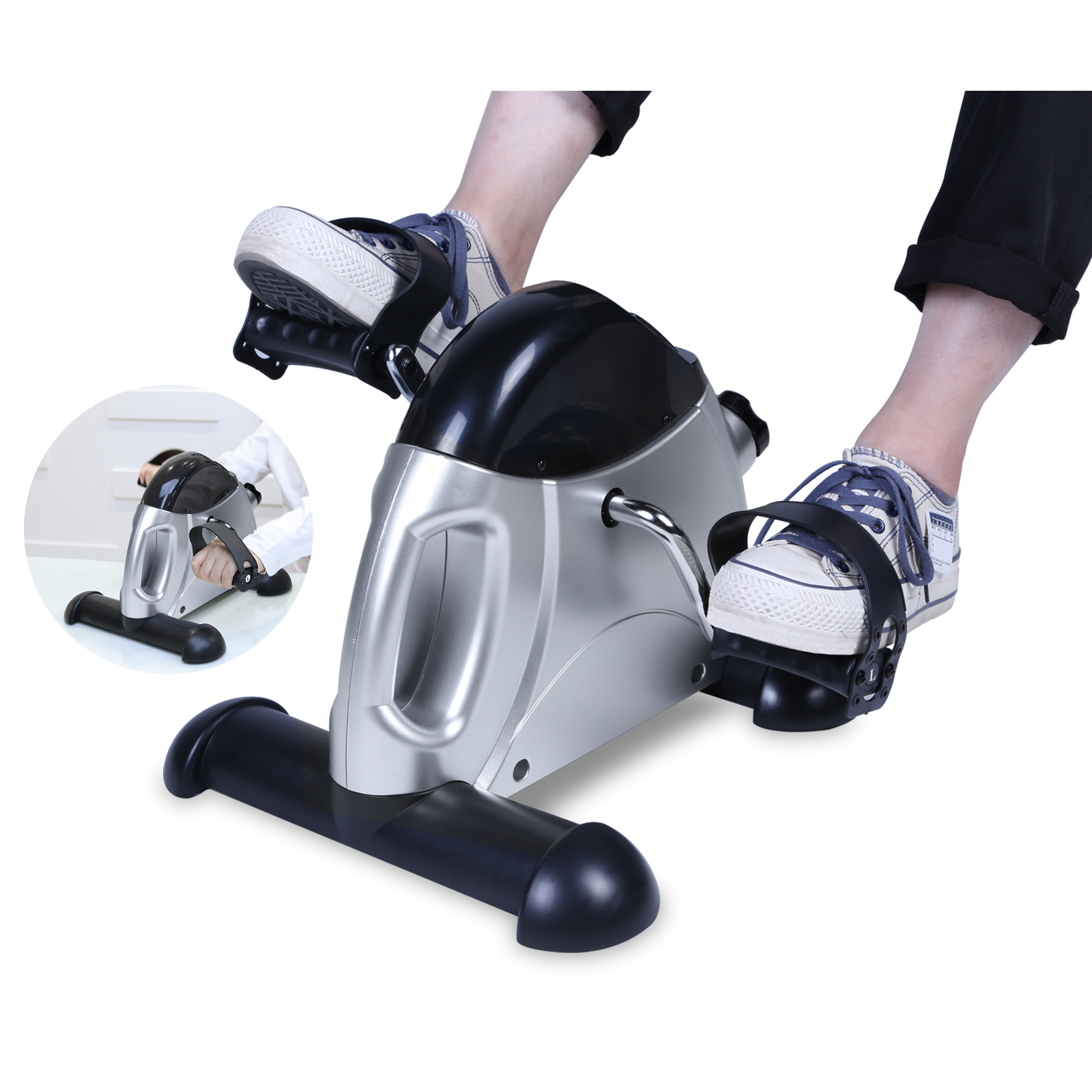 Mini Exercise Bike,Under Desk Bike Pedal Exerciser Portable Foot Cycle Arm & Leg Peddler Machine with LCD Screen Displays