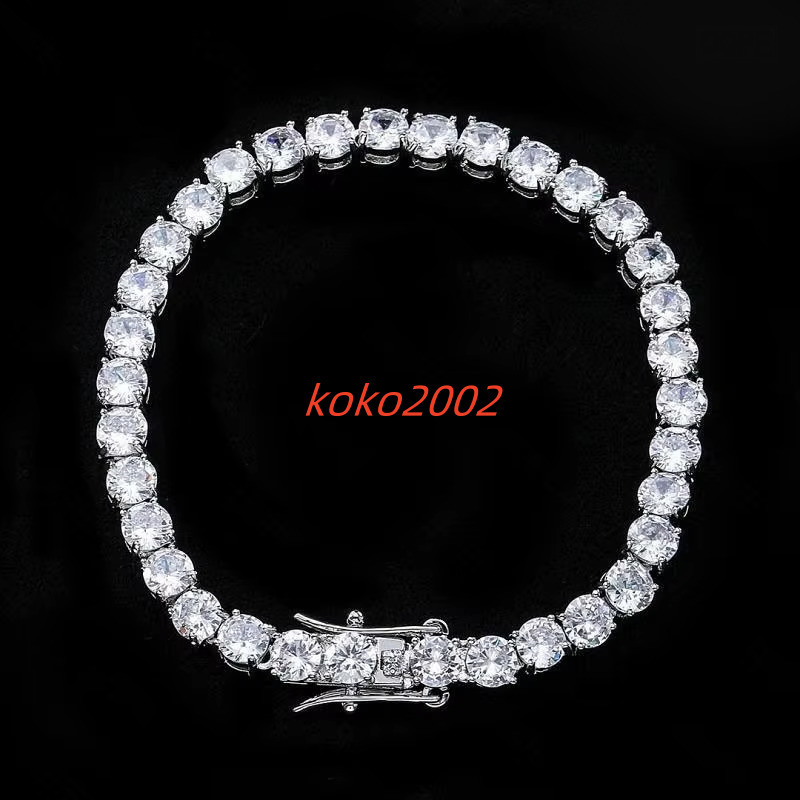 6mm Moissanite Bracelet Hip Hop 925 Silver White Gold Plated Men Women Jewelry VVS Moissanite Tennis Bracelet