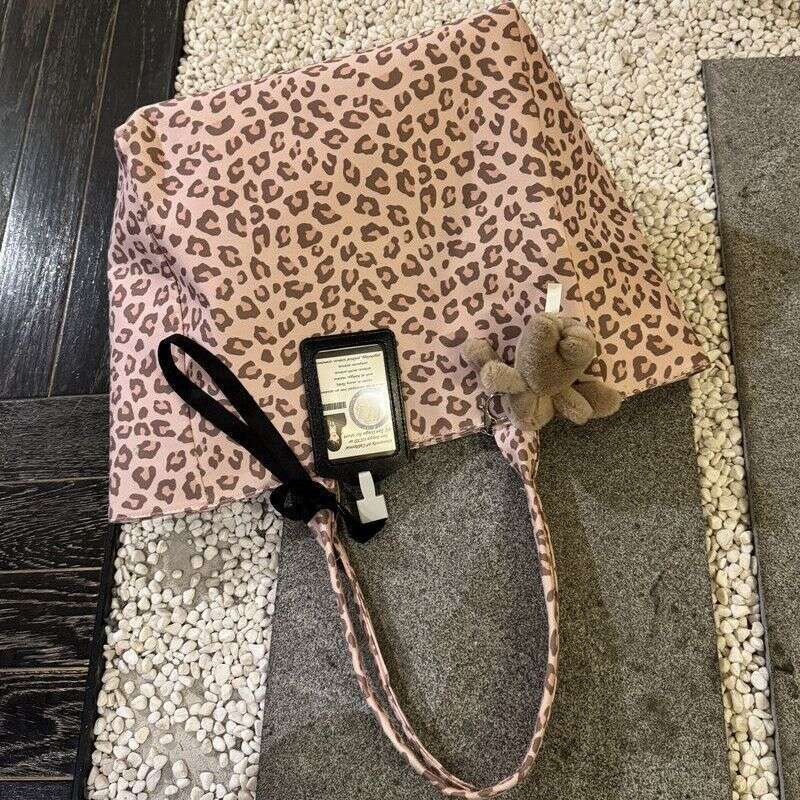 Canvas Bag Large Capacity Shopping Bag Vintage European And American Style INS Leopard Print Canvas For Girls Lazy Casual Single Shoulder C