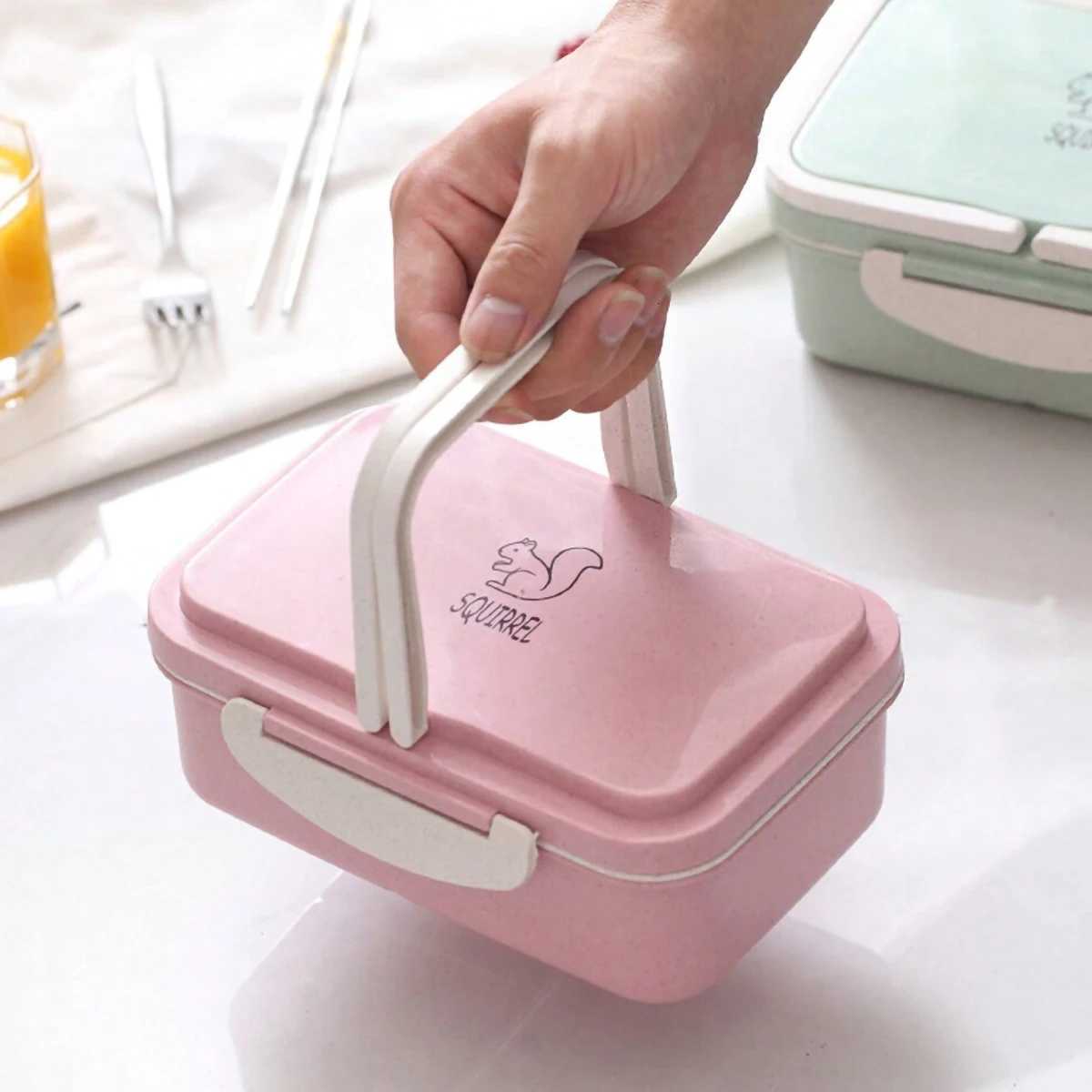 1pc-Microwave lunch box wheat straw bento box plastic food container kitchen accessoriesM251121