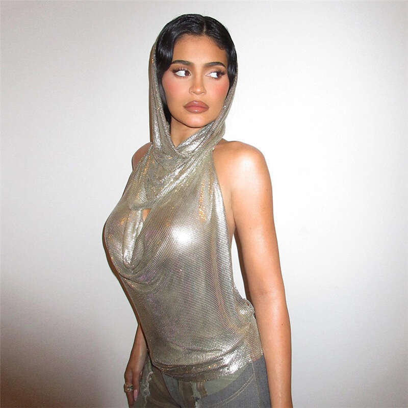 hoodie Women's Wear Spring/Summer Women's New Nightclub Fashion Personalized Spicy Girl Hat Stacked Collar Tank Top Two Piece Set jacket