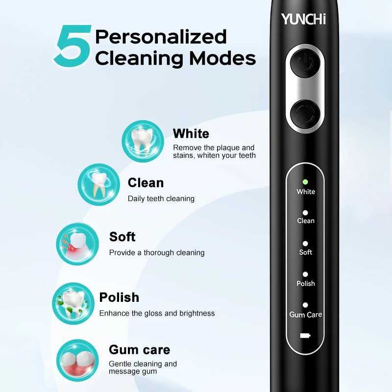 Yunchi Sonic Electric Toothbrush C2 Rechargeable Long Battery Life 2Min Timer Adult Automatic Tooth Brush IPX8 Waterproof C251121