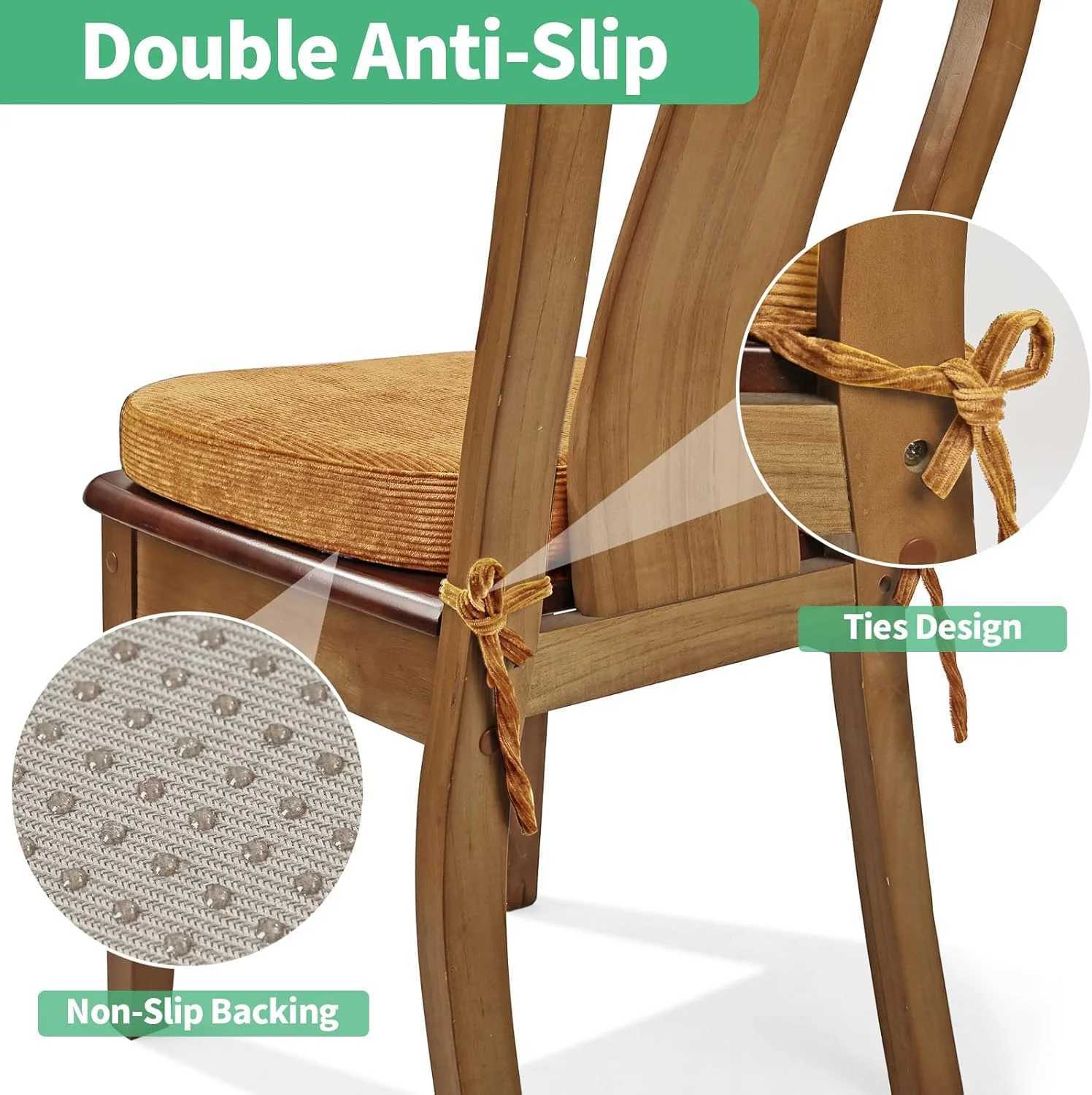 Washable Chair Cushion with Straps Horse Shape Dining Chair Seat for Home Office Seat Cushions Linen Fabric with Removable Cover C251121