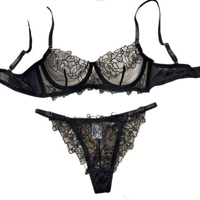 Lace Sexy Lingerie Hot Selling Sexy Mesh Floral Embroidery Push Up Temptation Sheer Lingerie Set For Women