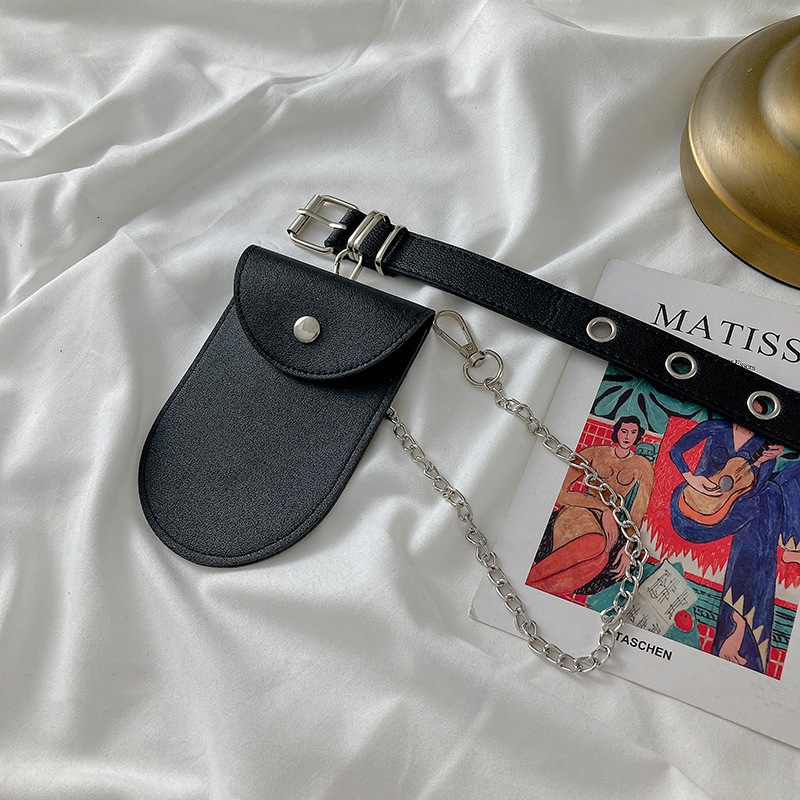 Waist waist belt womens decorative jeans student hip-hop trend black metal waist chain cool trend ins style belt