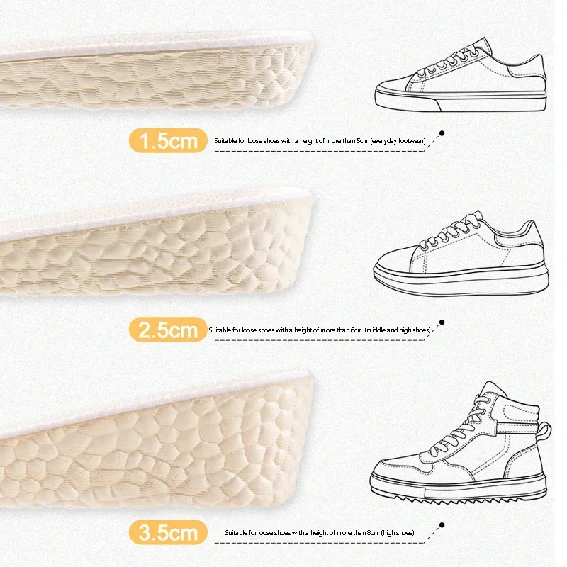 Boost Shock Absorption Sports Shoes Insole for Feet Height Increase Insoles Men Women 15cm25cm35cm Growing Shoe Pads 1Pair 251121