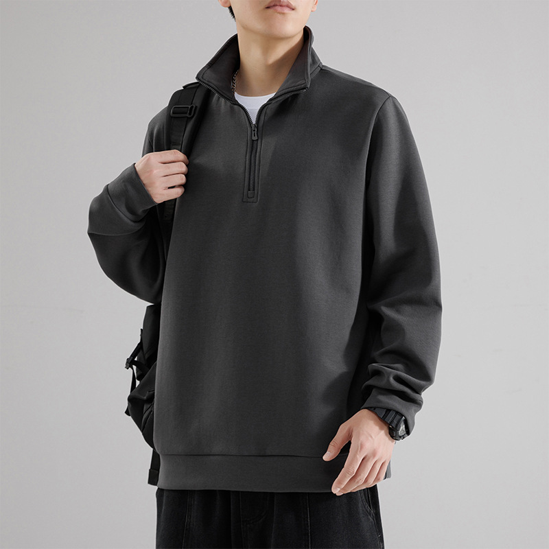 012 Round Neck Sweatshirt for Men Spring and Autumn Style Loose Solid Color