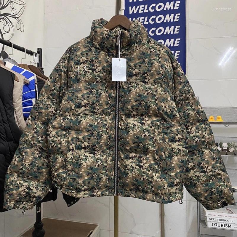 Men's Jackets Streetwear THUG CLUB Cotton-padded Jacket Fashionable Camouflage Thickened Outerwear Star Moon Pattern Coat
