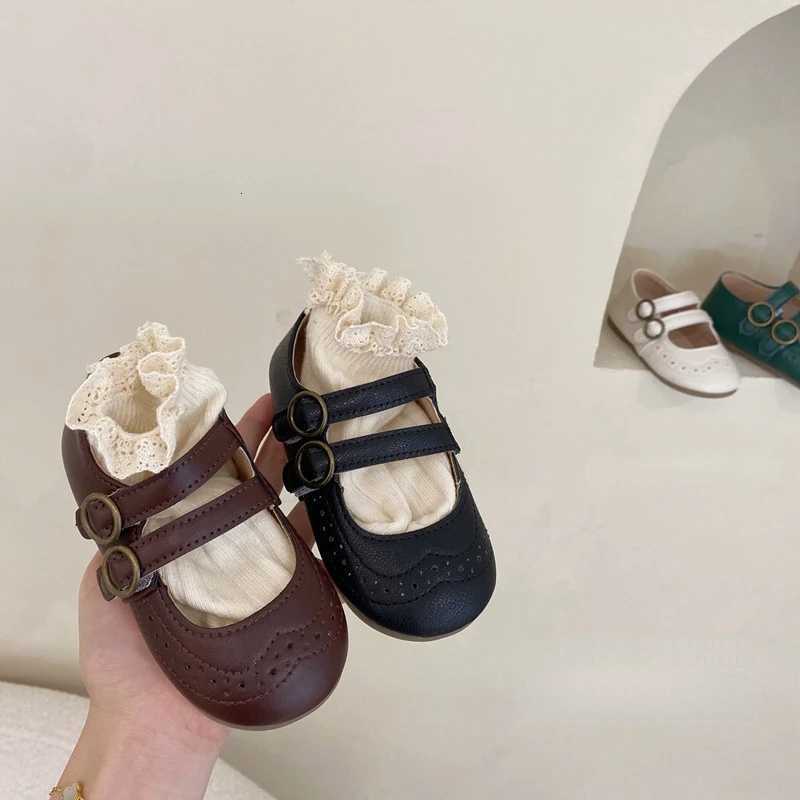 Girls Leather Shoes 2023 Spring Autumn New Versatile Children Retro Princess Shoes Soft Bottom Anti Slip Kids Shoes Mary JanesW251121