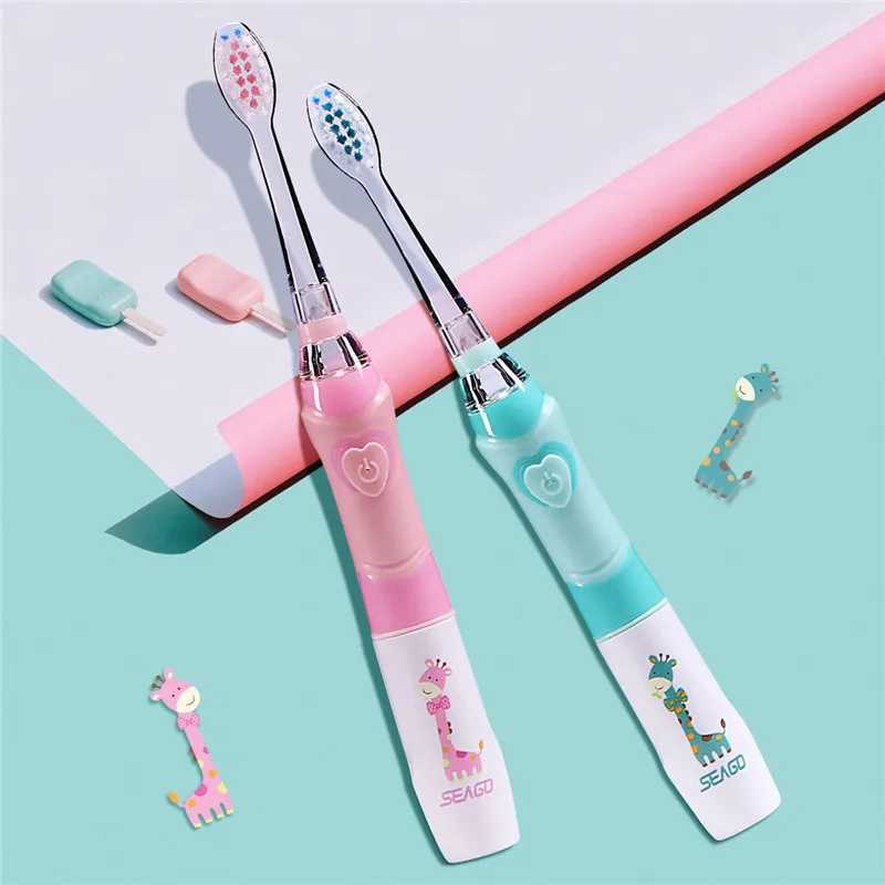 Seago Sonic Kids Electric Toothbrush Battery Waterproof Smart Timer Led Light Color Toothbrush Soft Bristle Head Baby Mouth C251121