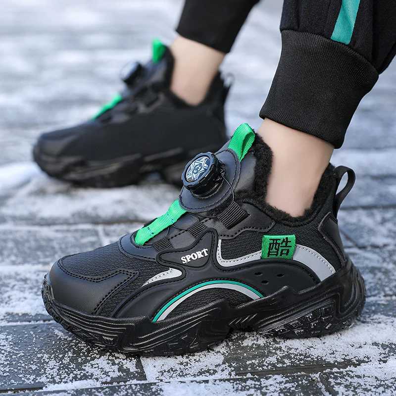 Children Cotton Shoes Boy Plush Sneaker Black Platform Chunky Kids Casual Sports Shoes Luxury Winter Warm Boy Origin SneakerW251121